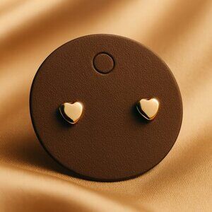 Gold tone Heart Stud Earrings – Minimalist Women’s Everyday Fashion Jewelry Gift